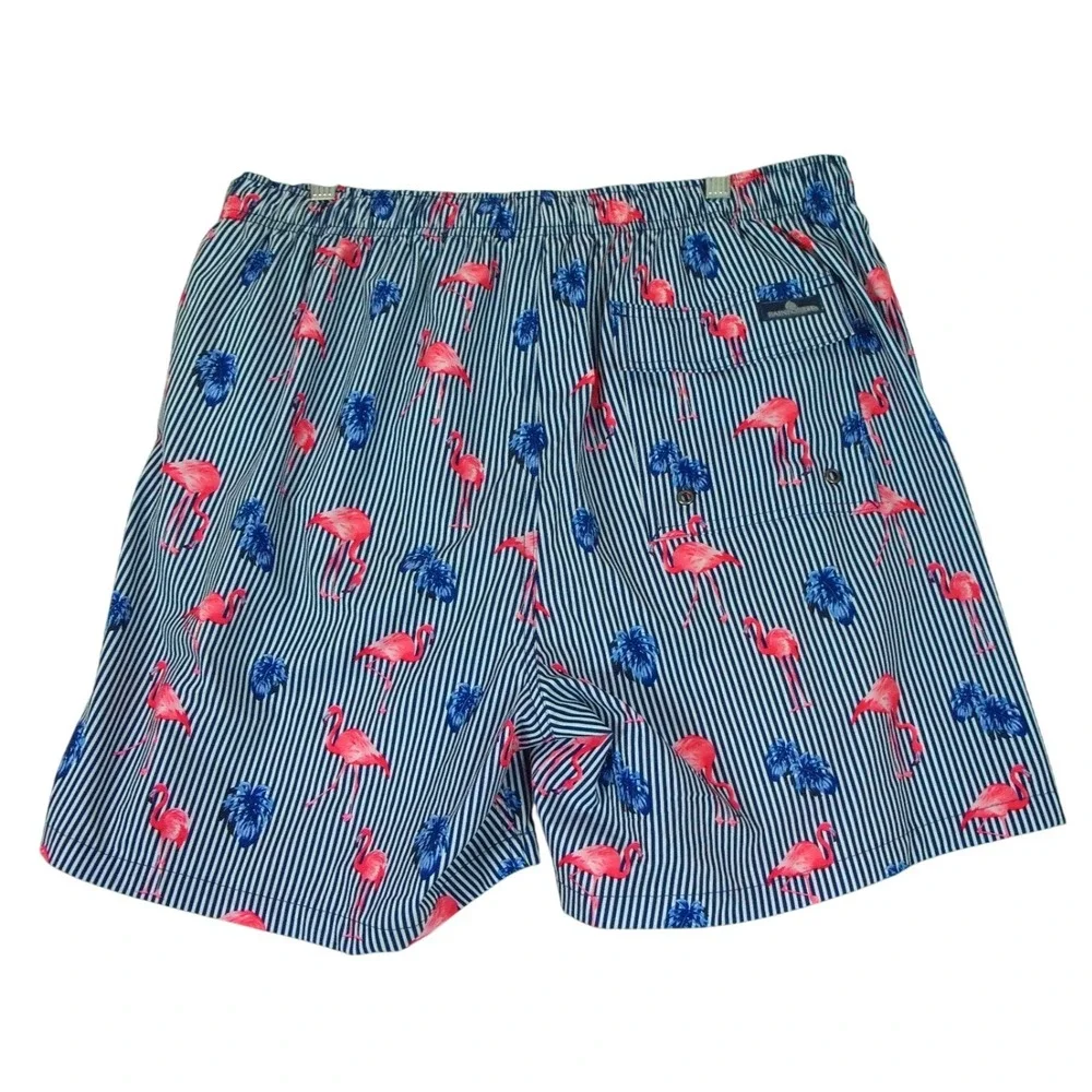 Rainforest‎ Men's Swim Trunks Size XL Flamingos Striped Lined Swimsuit Shorts